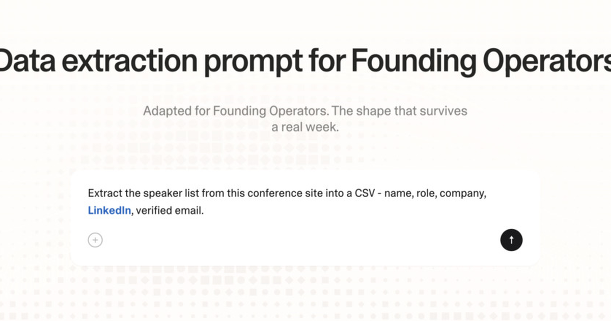 Data extraction prompt for founding operators