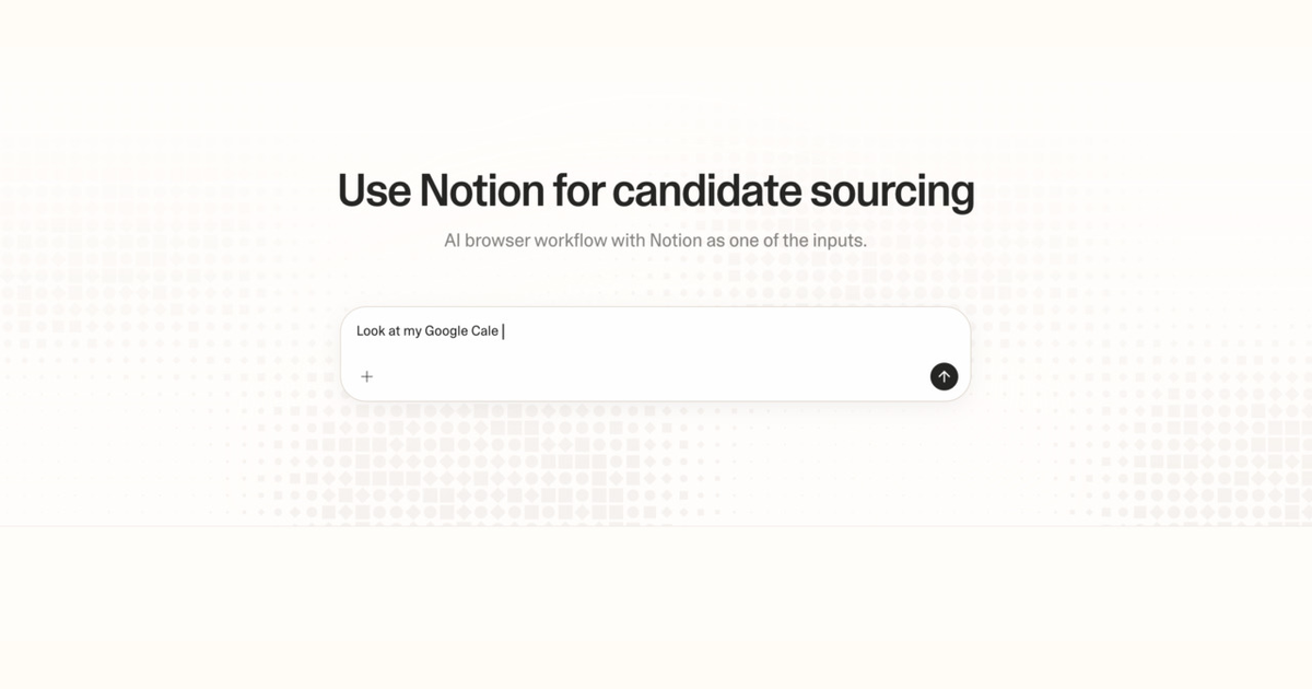 Diagram of Strawberry AI browser workflow using Notion for candidate sourcing
