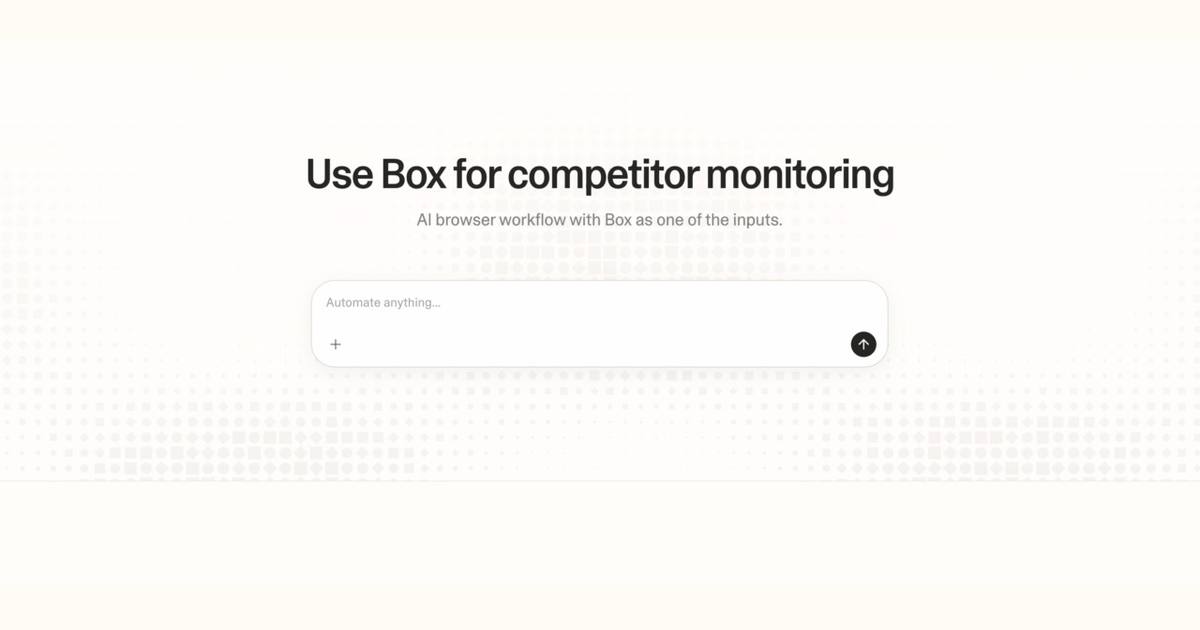 Diagram of Strawberry AI browser workflow using Box for competitor monitoring