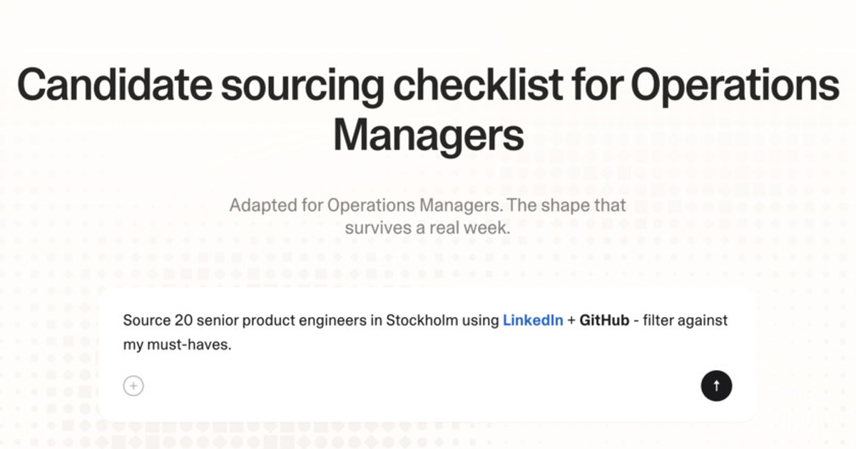 Candidate sourcing checklist for operations managers