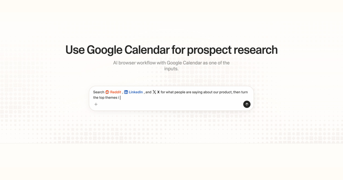 Diagram of Strawberry AI browser workflow using Google Calendar for prospect research
