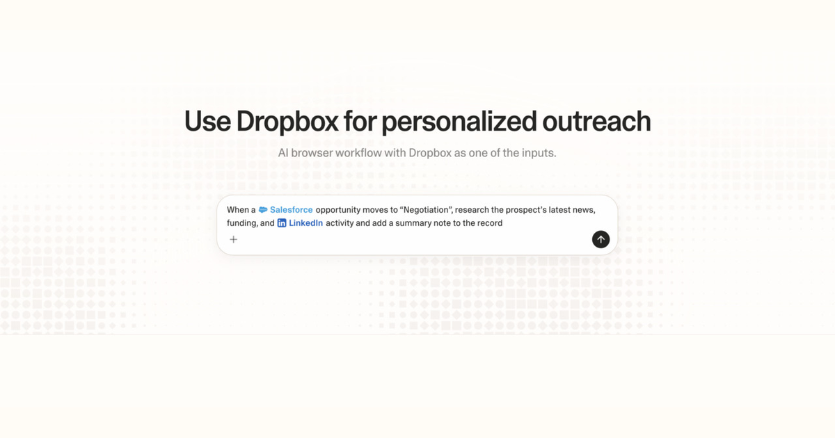 Diagram of Strawberry AI browser workflow using Dropbox for personalized outreach