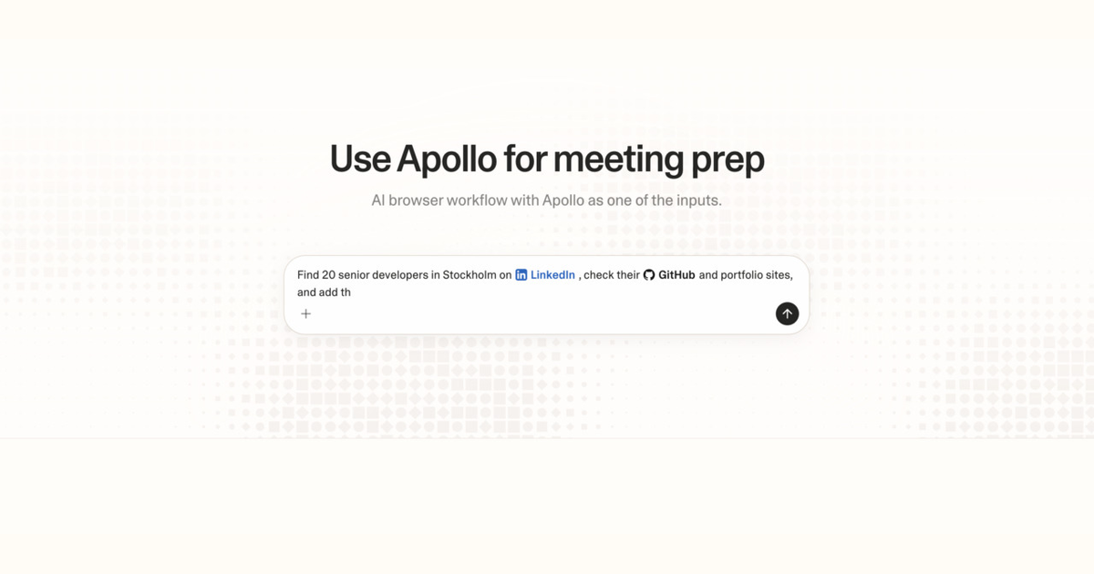 Diagram of Strawberry AI browser workflow using Apollo for meeting prep