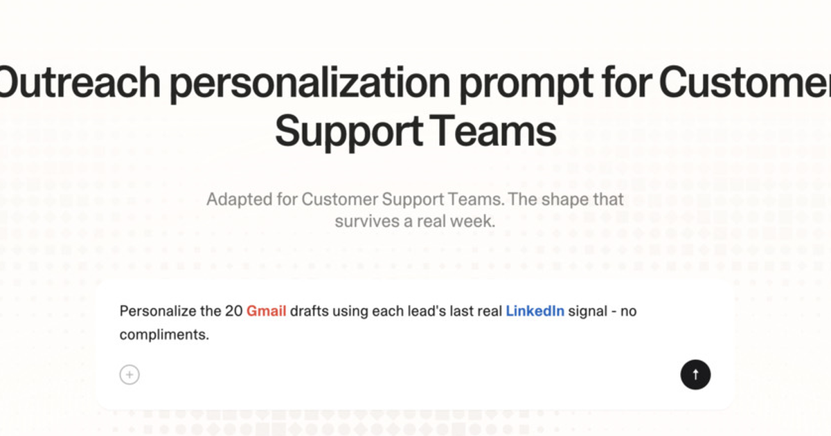 Outreach personalization prompt for customer support teams
