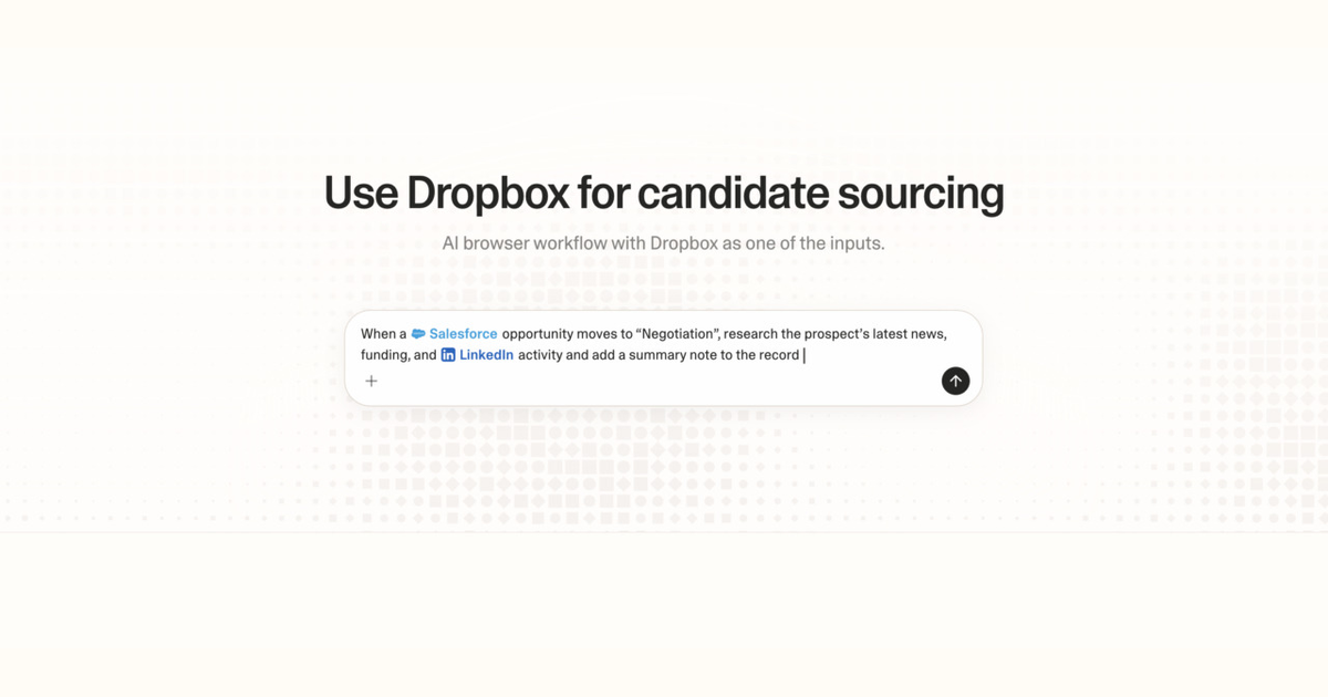 Diagram of Strawberry AI browser workflow using Dropbox for candidate sourcing