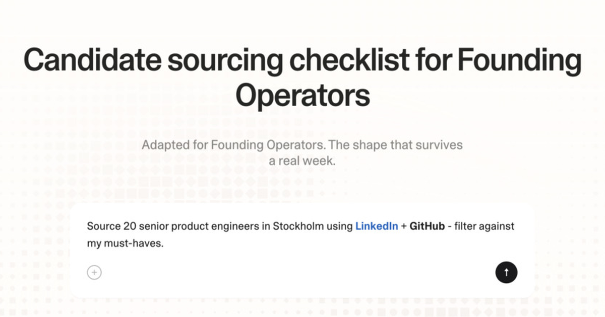 Candidate sourcing checklist for founding operators