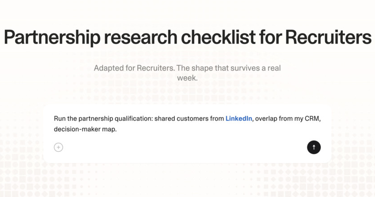 Partnership research checklist for recruiters