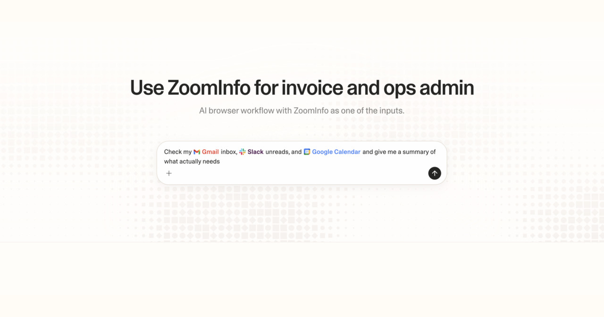 Diagram of Strawberry AI browser workflow using ZoomInfo for invoice and ops admin