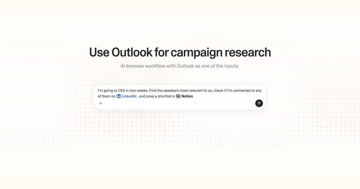Diagram of Strawberry AI browser workflow using Outlook for campaign research