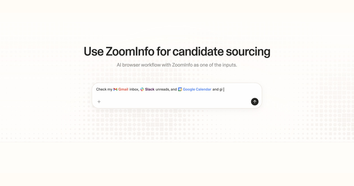 Diagram of Strawberry AI browser workflow using ZoomInfo for candidate sourcing