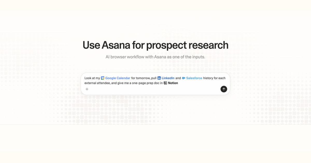 Diagram of Strawberry AI browser workflow using Asana for prospect research