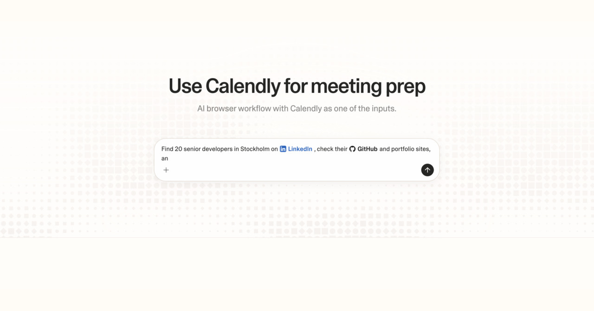 Diagram of Strawberry AI browser workflow using Calendly for meeting prep