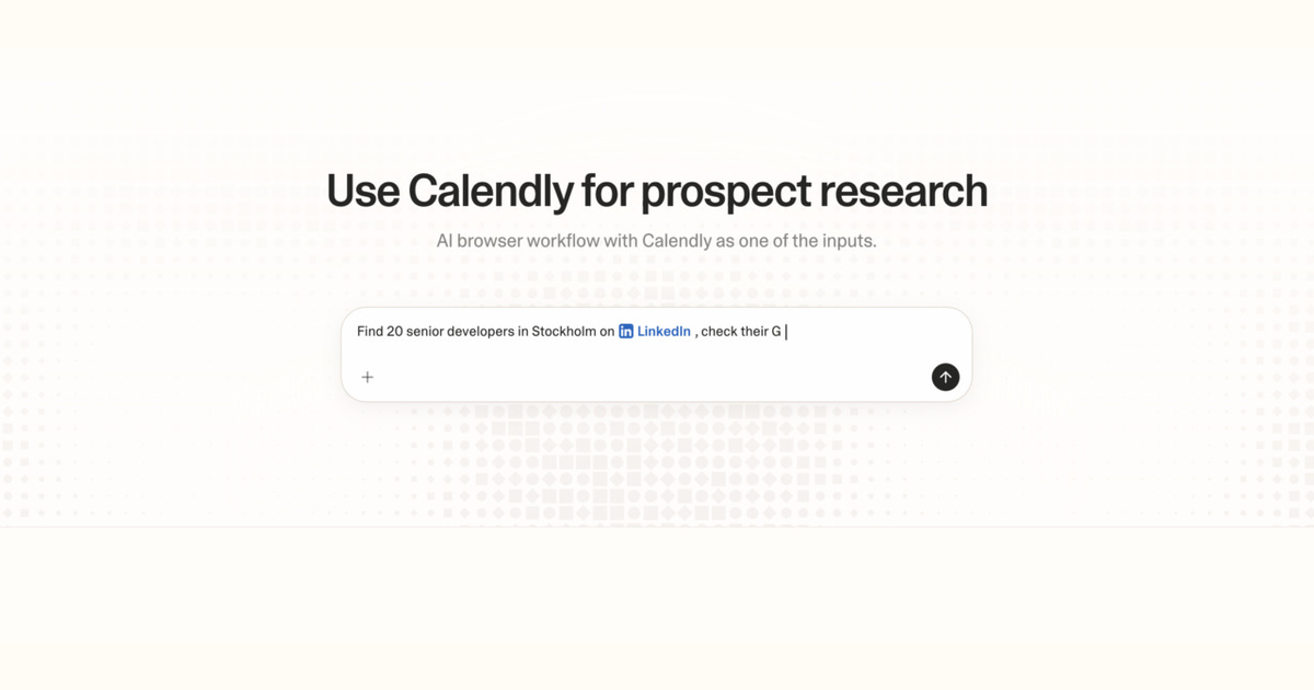 Diagram of Strawberry AI browser workflow using Calendly for prospect research