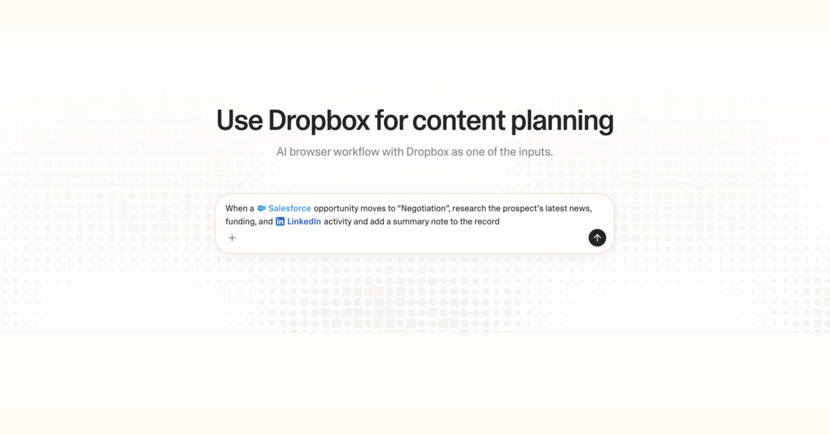 Diagram of Strawberry AI browser workflow using Dropbox for content planning