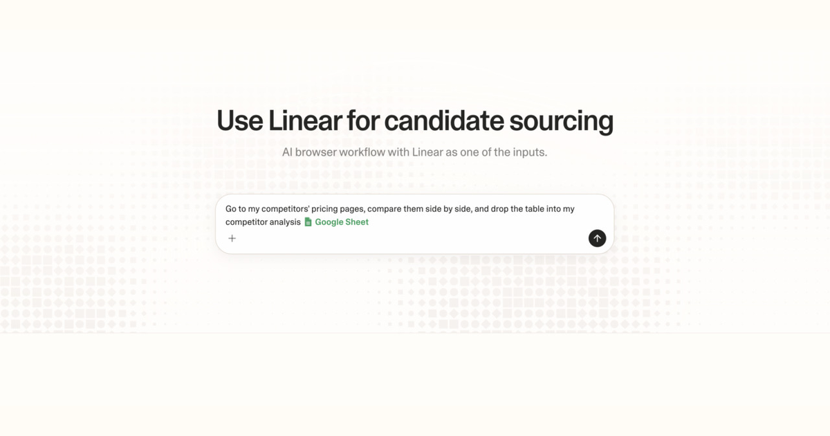 Diagram of Strawberry AI browser workflow using Linear for candidate sourcing