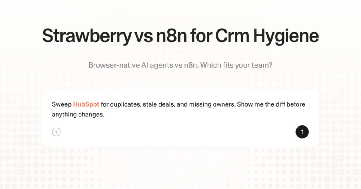 Strawberry vs n8n for CRM hygiene