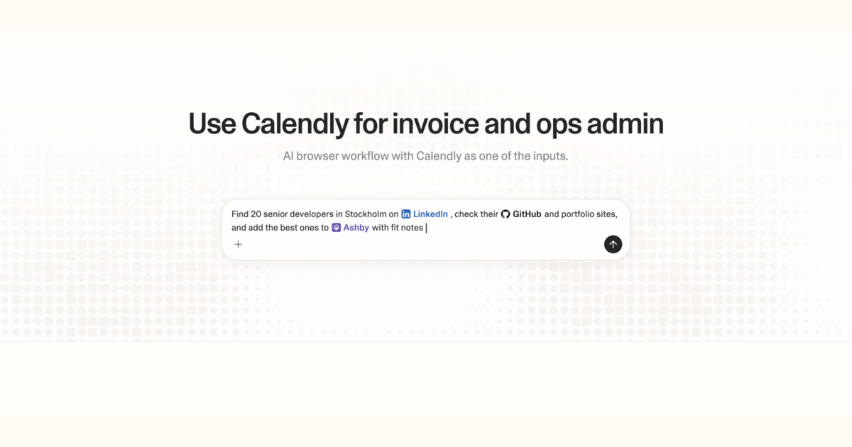 Diagram of Strawberry AI browser workflow using Calendly for invoice and ops admin