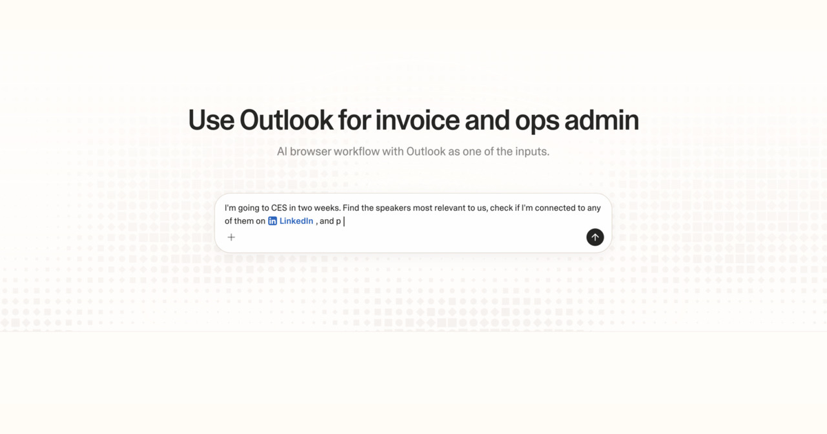 Diagram of Strawberry AI browser workflow using Outlook for invoice and ops admin
