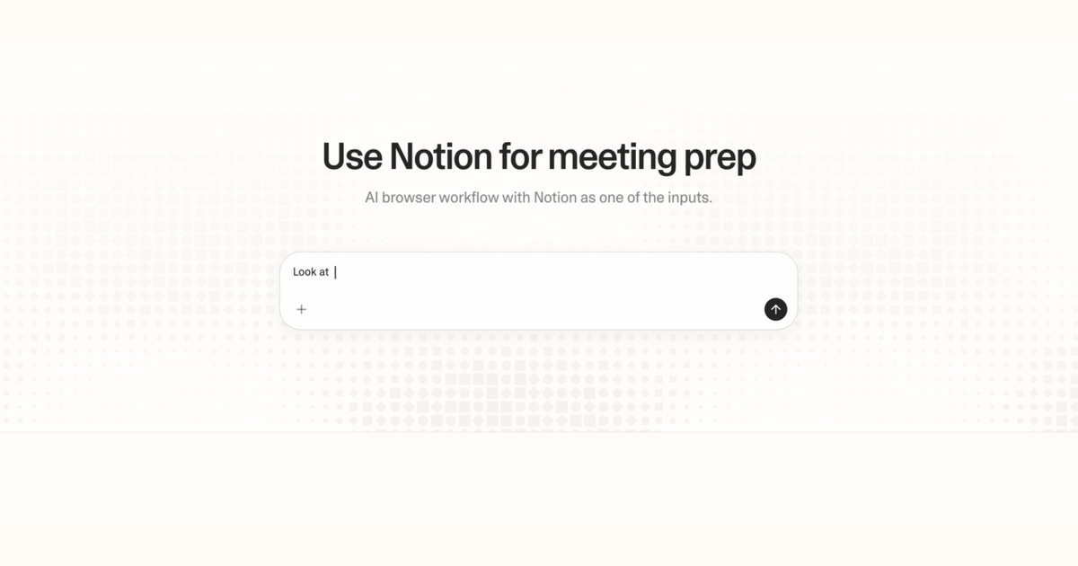 Diagram of Strawberry AI browser workflow using Notion for meeting prep