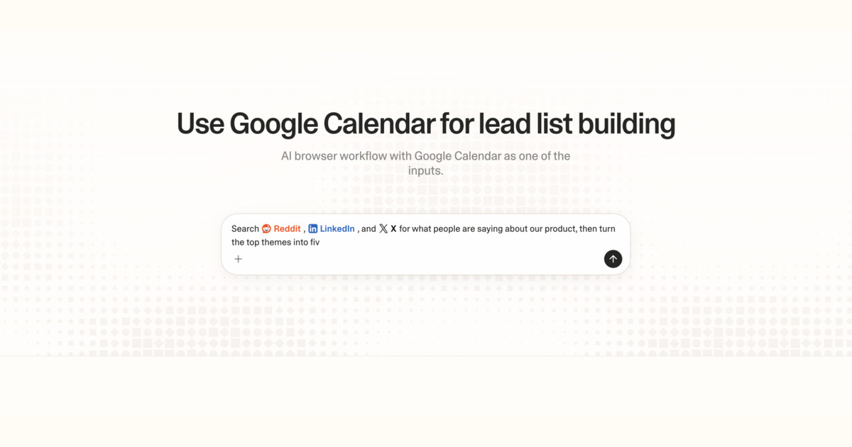 Diagram of Strawberry AI browser workflow using Google Calendar for lead list building