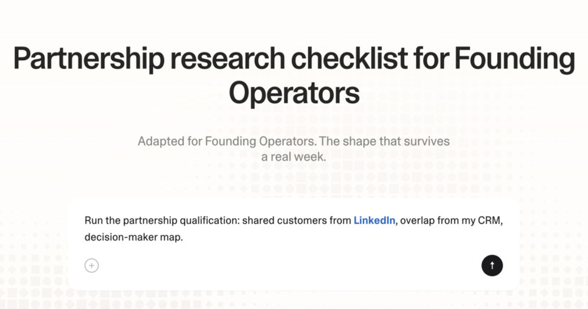 Partnership research checklist for founding operators