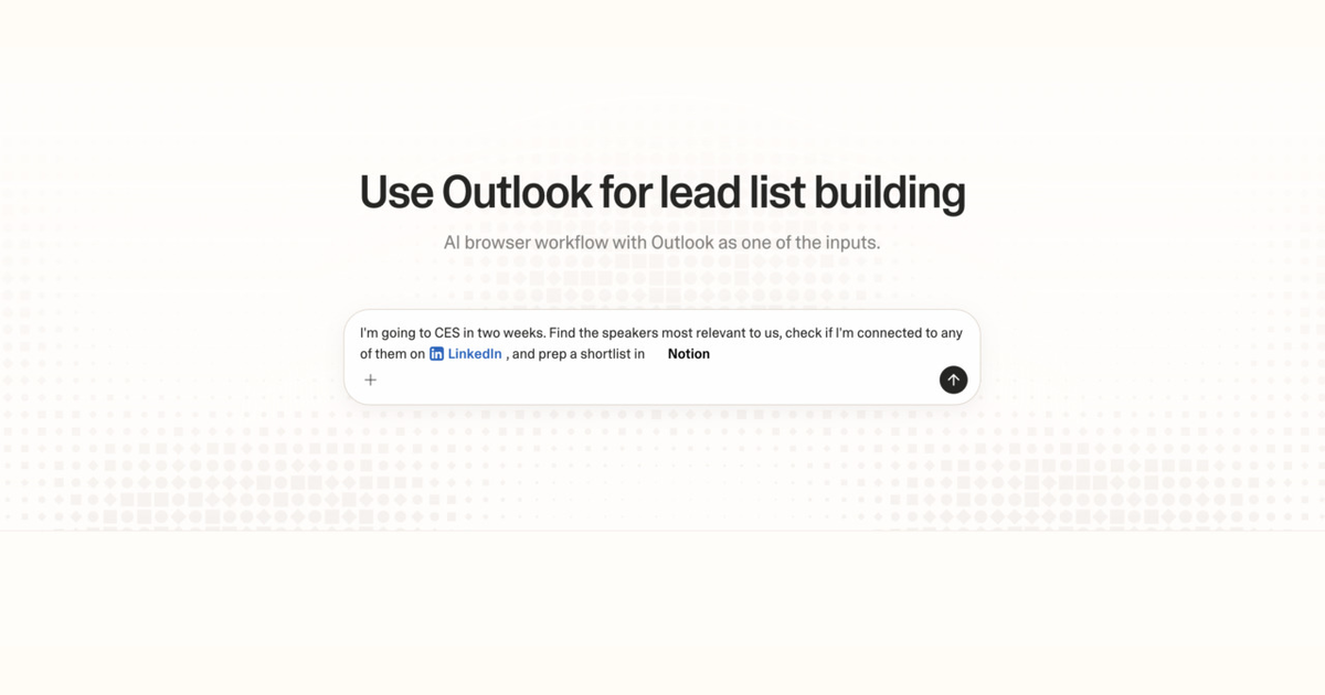 Diagram of Strawberry AI browser workflow using Outlook for lead list building