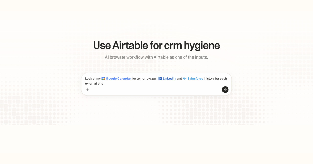 Diagram of Strawberry AI browser workflow using Airtable for CRM hygiene