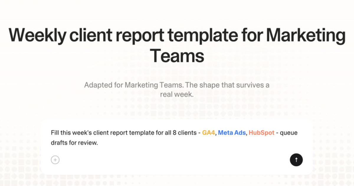 Weekly client report template for marketing teams