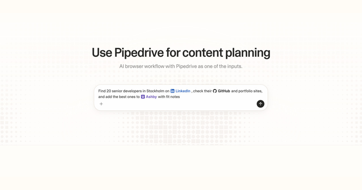 Diagram of Strawberry AI browser workflow using Pipedrive for content planning