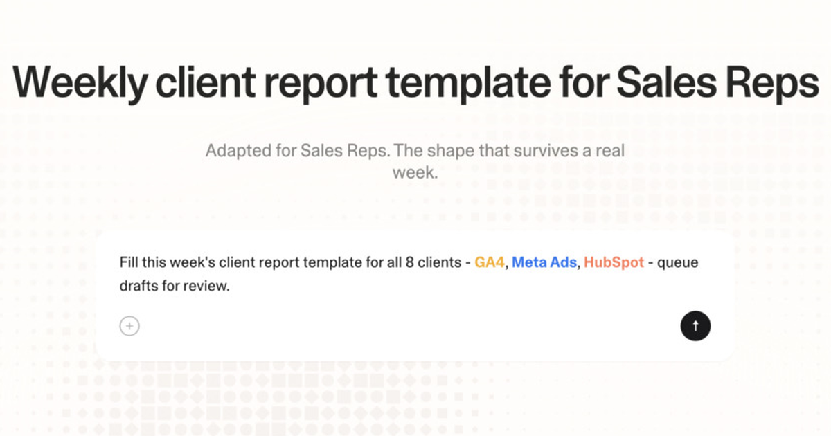 Weekly client report template for sales reps