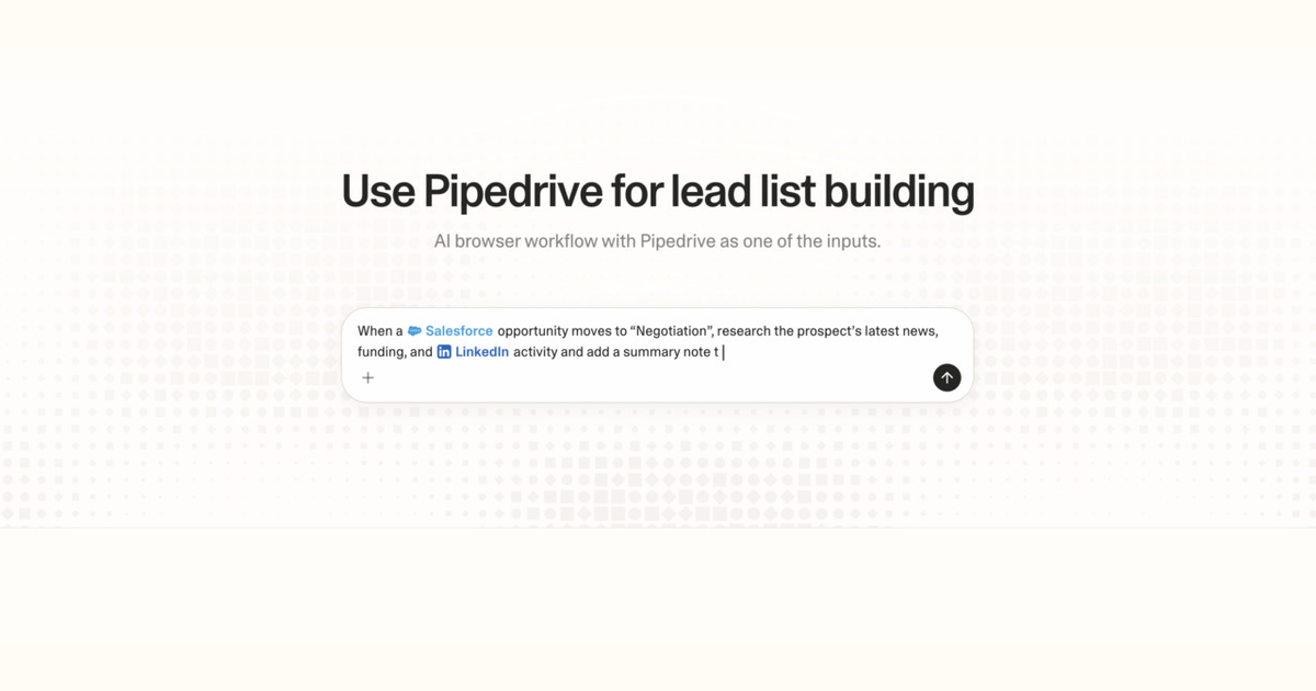Diagram of Strawberry AI browser workflow using Pipedrive for lead list building