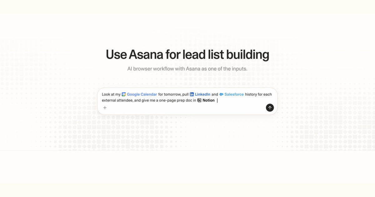 Diagram of Strawberry AI browser workflow using Asana for lead list building