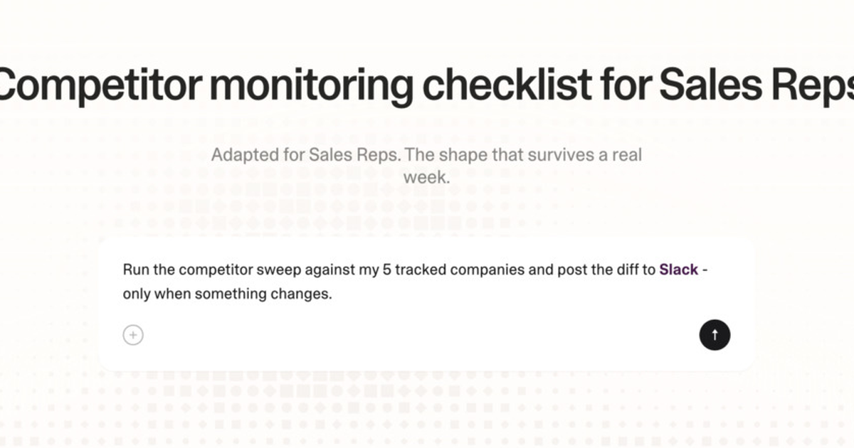 Competitor monitoring checklist for sales reps