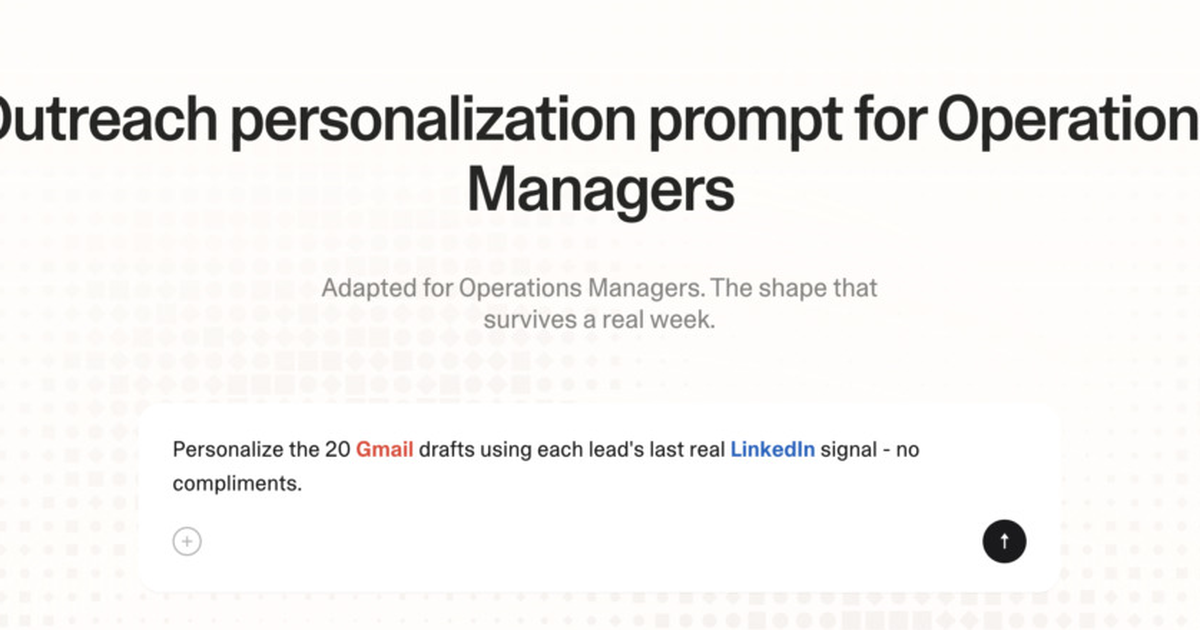 Outreach personalization prompt for operations managers