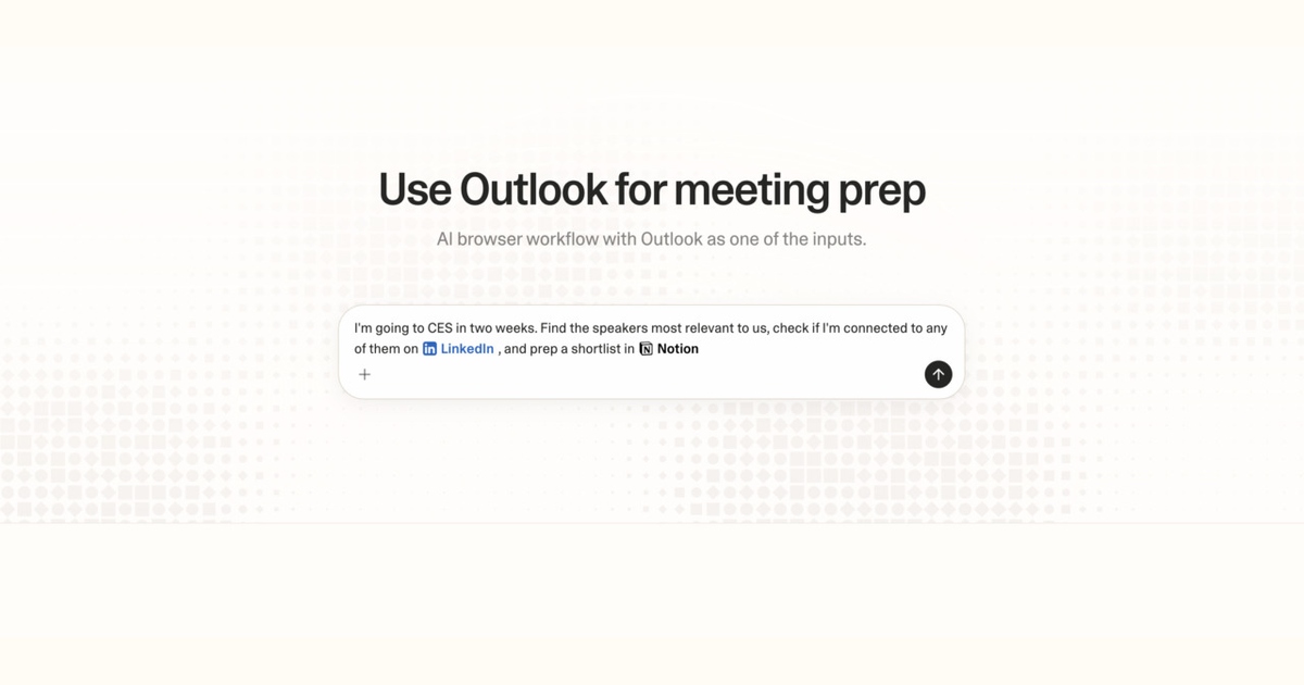 Diagram of Strawberry AI browser workflow using Outlook for meeting prep