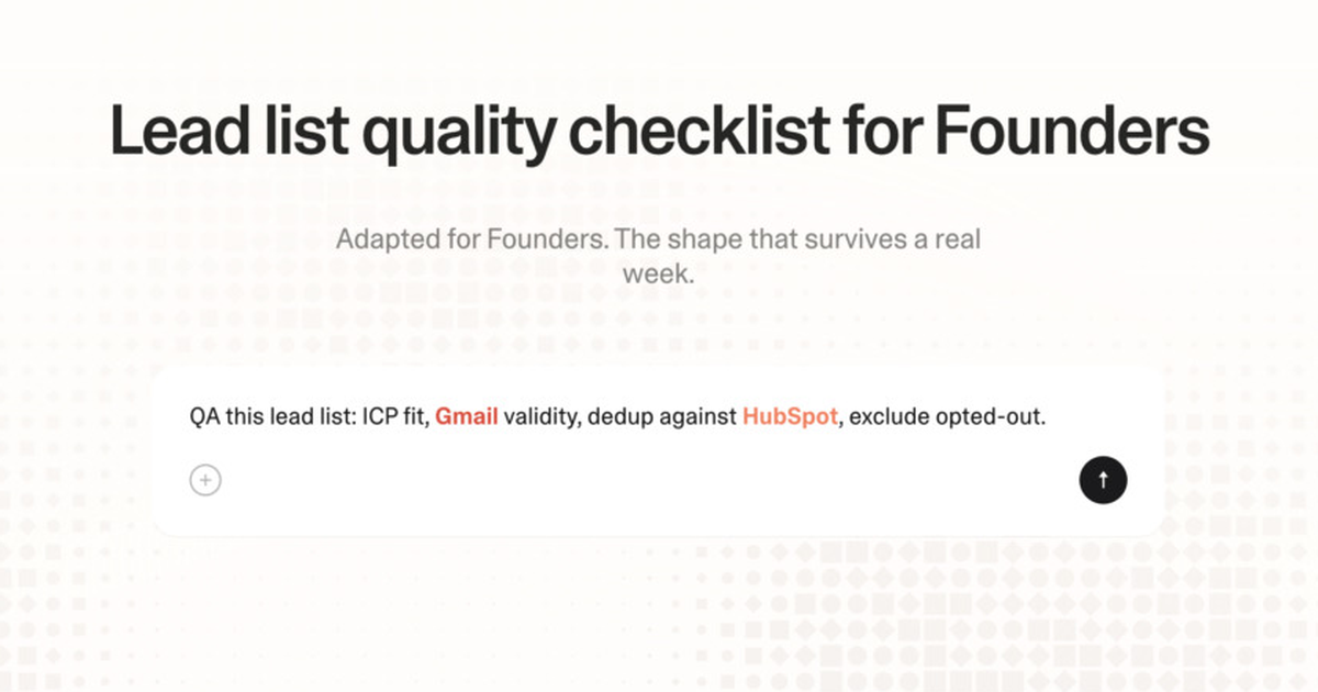 Lead list quality checklist for founders