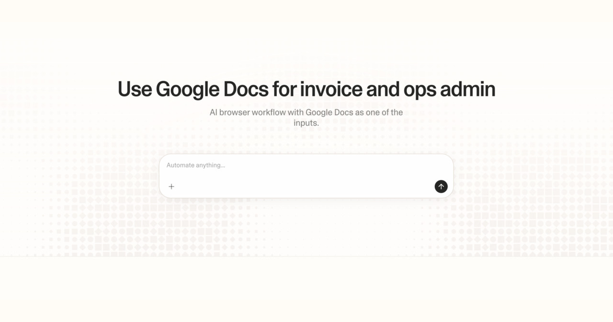 Diagram of Strawberry AI browser workflow using Google Docs for invoice and ops admin