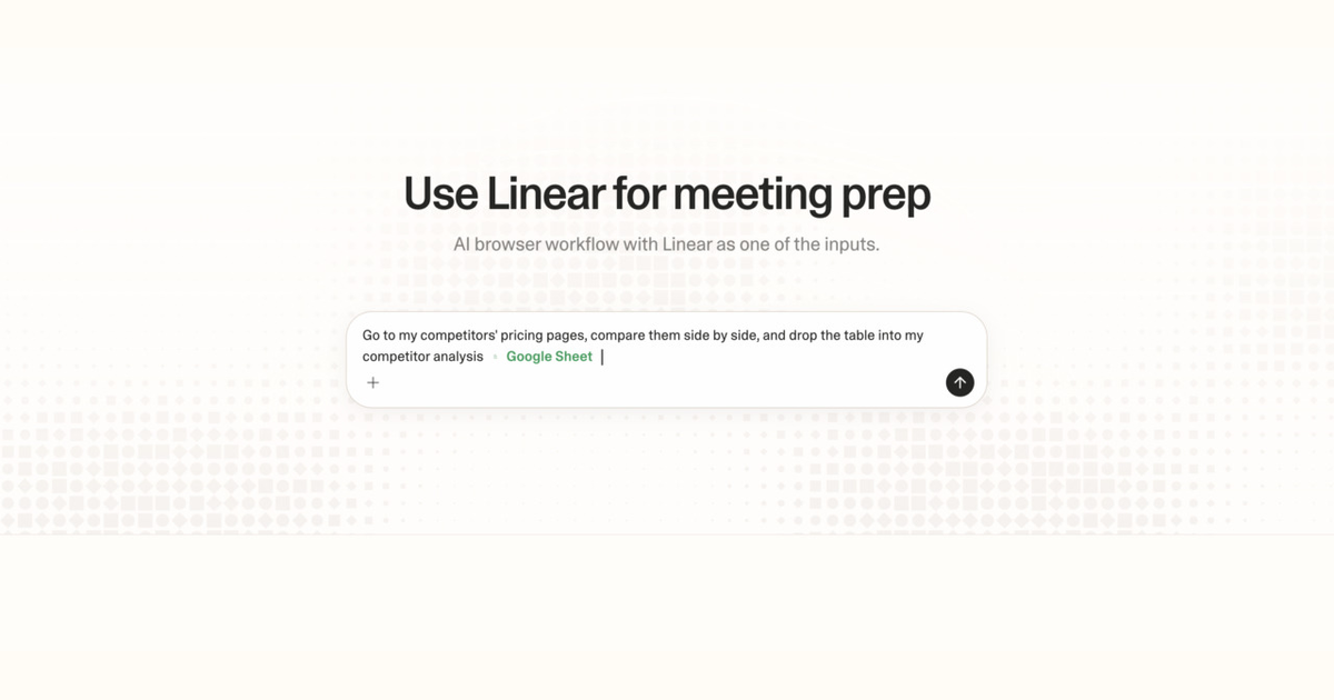 Diagram of Strawberry AI browser workflow using Linear for meeting prep