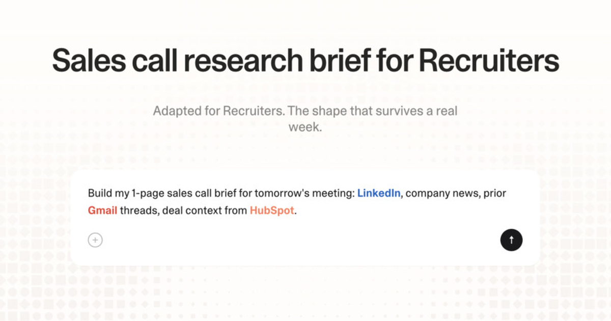 Sales call research brief for recruiters