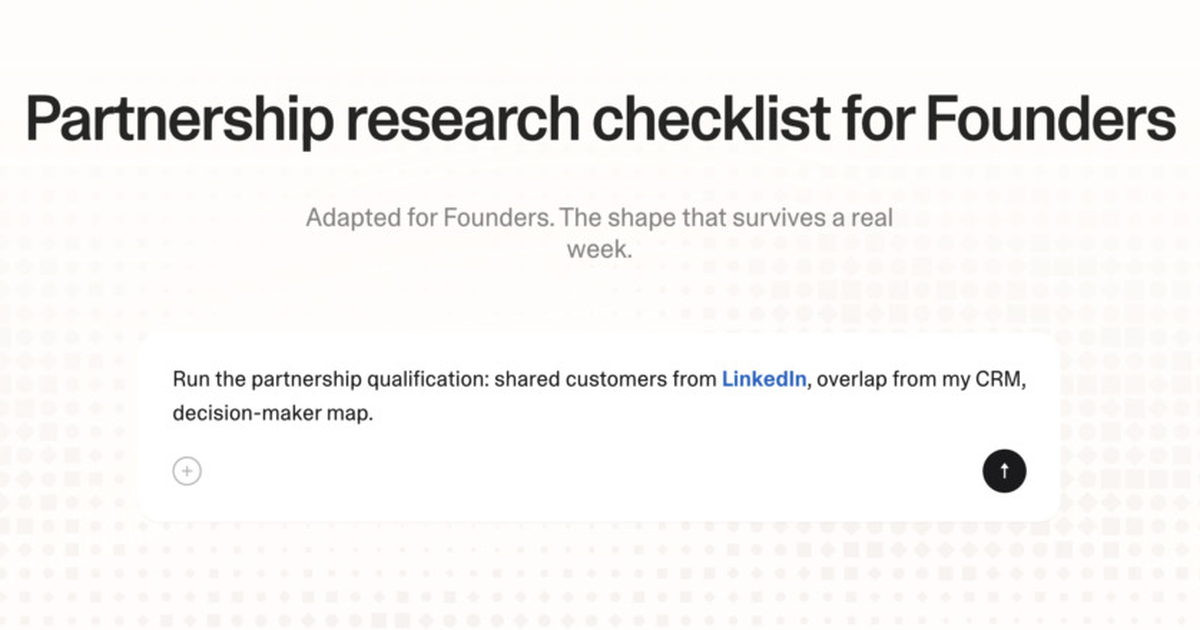 Partnership research checklist for founders