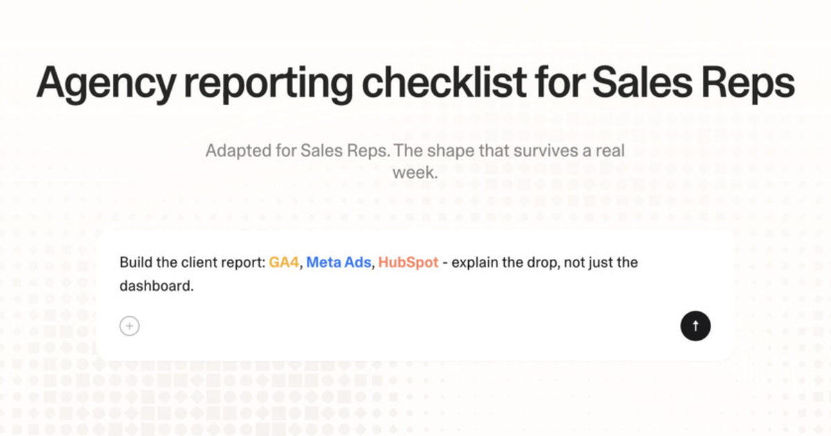 Agency reporting checklist for sales reps