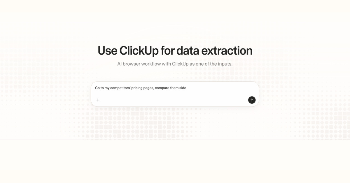 Diagram of Strawberry AI browser workflow using ClickUp for data extraction