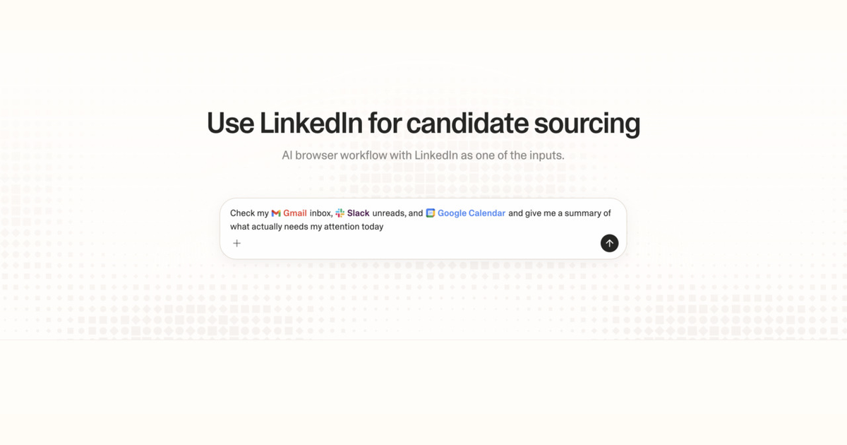 Diagram of Strawberry AI browser workflow using LinkedIn for candidate sourcing