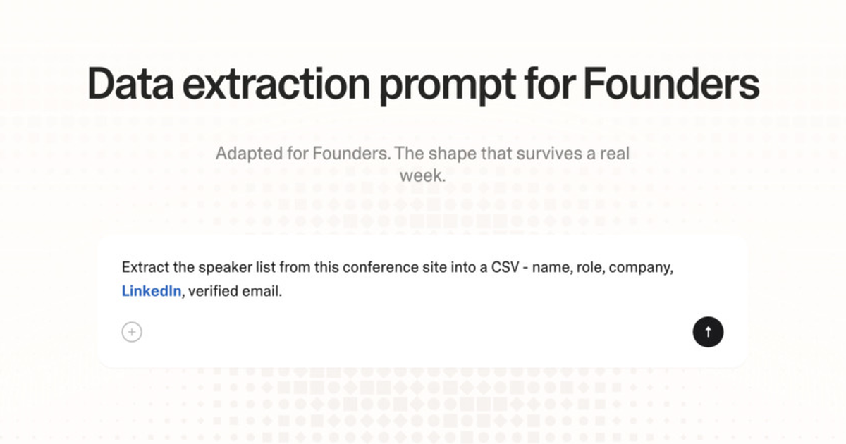 Data extraction prompt for founders