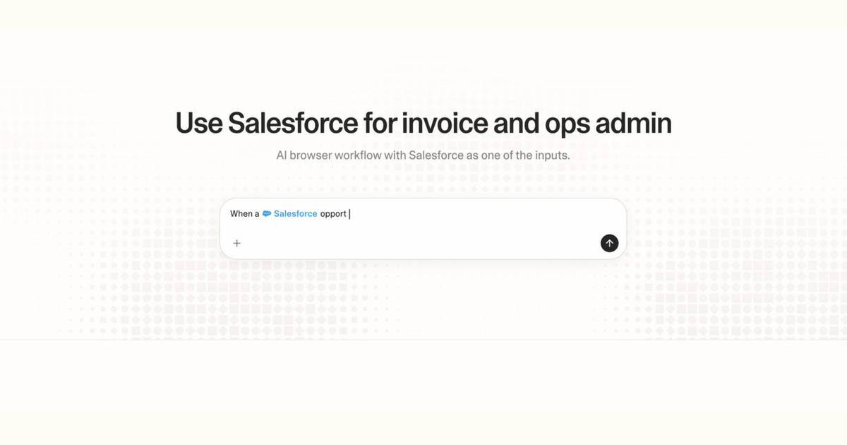 Diagram of Strawberry AI browser workflow using Salesforce for invoice and ops admin