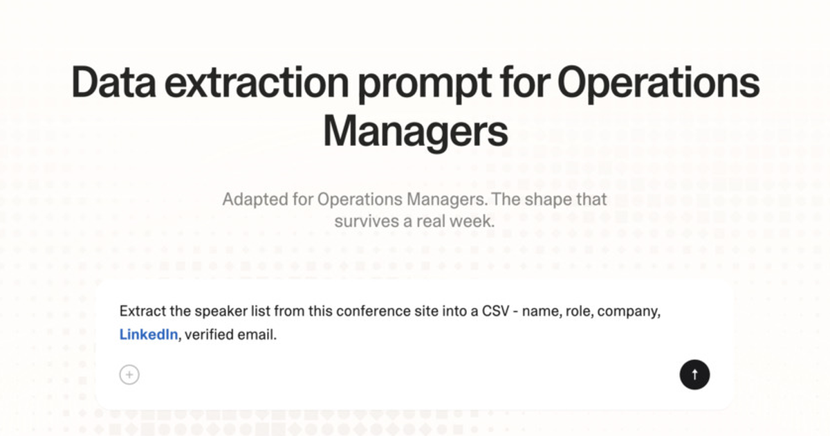 Data extraction prompt for operations managers