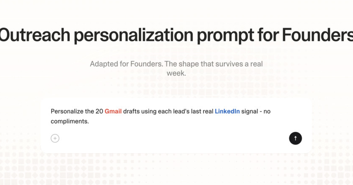 Outreach personalization prompt for founders