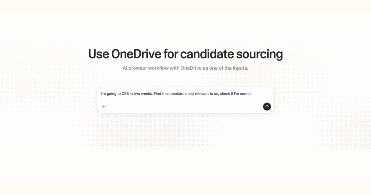 Diagram of Strawberry AI browser workflow using OneDrive for candidate sourcing