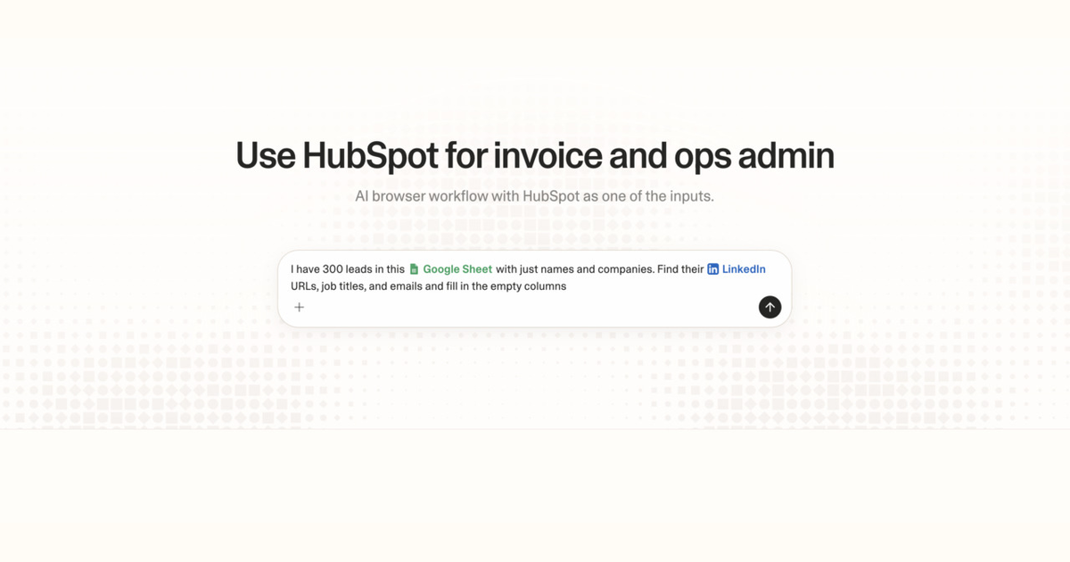 Diagram of Strawberry AI browser workflow using HubSpot for invoice and ops admin
