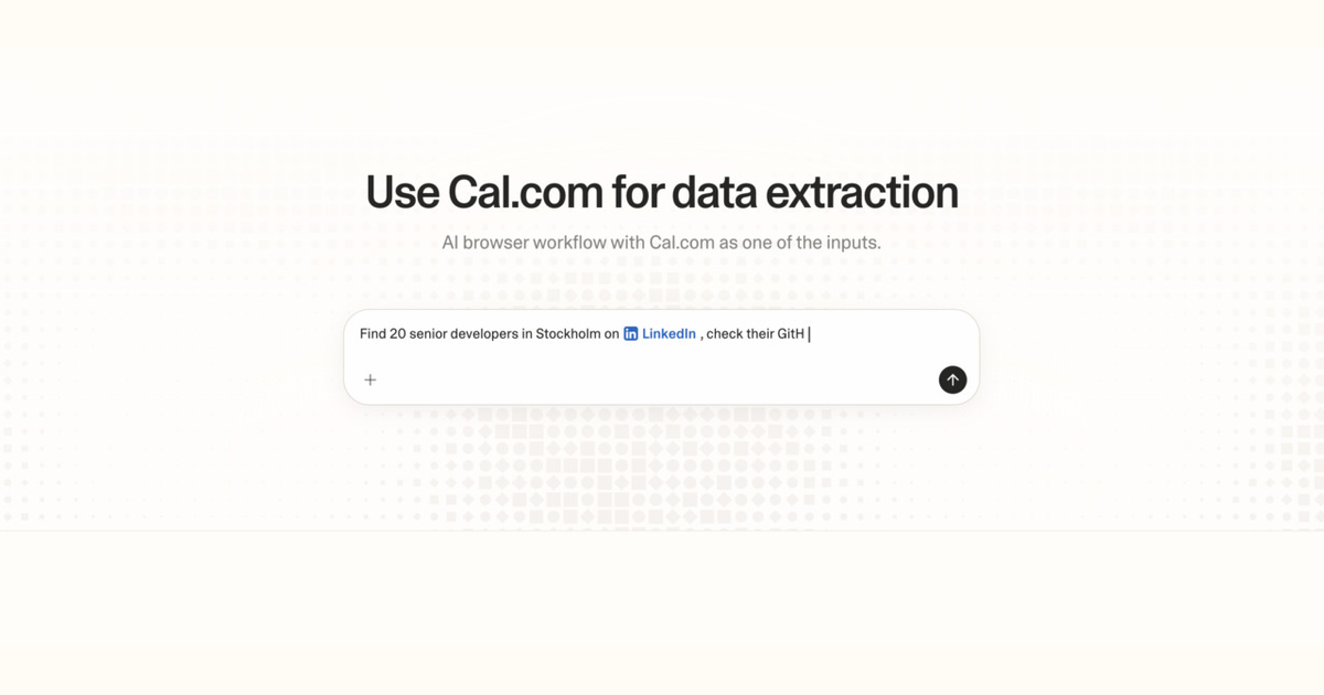 Diagram of Strawberry AI browser workflow using Cal.com for data extraction